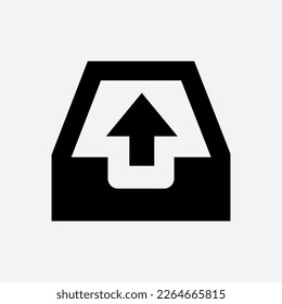 Outbox icon. vector illustration. Sign. Symbol. Button. Element. Silhouette. Isolated on white background.