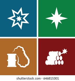 Outbreak icons set. set of 4 outbreak filled icons such as dynamite, explosion