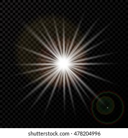 The outbreak of a new star. Glare and rays on a gradient background. Vector illustration