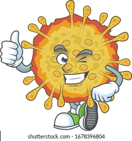 Outbreaks coronavirus cartoon character making Thumbs up finger