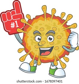 Outbreaks coronavirus presented in cartoon character design with Foam finger