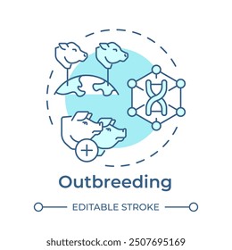 Outbreeding soft blue concept icon. Genetics, breeds. Biotechnology, cultivation. Round shape line illustration. Abstract idea. Graphic design. Easy to use in infographic, presentation