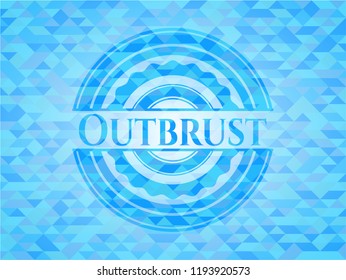 Outbrust sky blue emblem with mosaic ecological style background