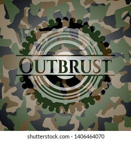 Outbrust written on a camouflage texture. Vector Illustration. Detailed.