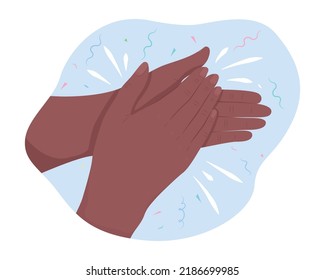 Outburst of applause 2D vector isolated illustration. Enjoyment and appreciation flat hand gesture on cartoon background. Ovation colourful editable scene for mobile, website, presentation