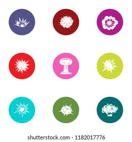 Outburst icons set. Flat set of 9 outburst vector icons for web isolated on white background