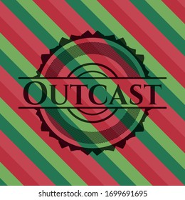 Outcast christmas badge background. Vector Illustration. Detailed.