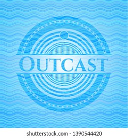 Outcast sky blue water badge background. Vector Illustration. Detailed.