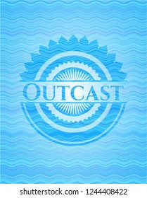 Outcast sky blue water style badge.