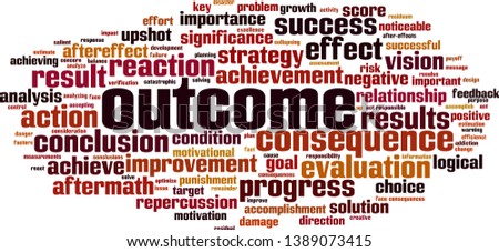 Outcome cloud concept. Collage made of words about outcome. Vector illustration