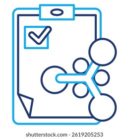 Outcome icon represented by particle, paper report Dual Line style.