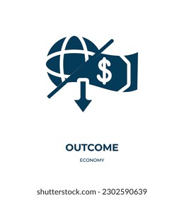 outcome vector icon. outcome, document, hand filled icons from flat economy concept. Isolated black glyph icon, vector illustration symbol element for web design and mobile apps