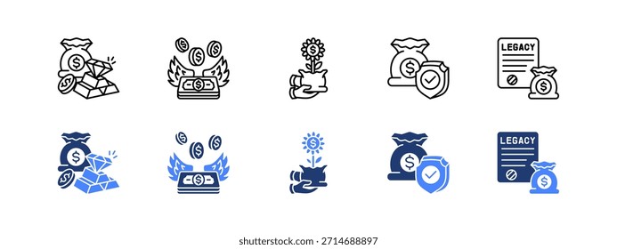Outcomes y Freedom con dos estilos, línea e icono de duotono.