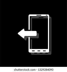 Outcoming calls. White flat simple icon with shadow