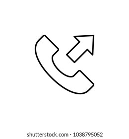 outcoming outbound phone call vector line black icon