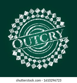 Outcry chalkboard emblem. Vector Illustration. Detailed.