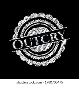 Outcry chalkboard emblem written on a blackboard. Vector Illustration. Detailed. 