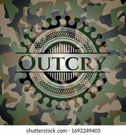 Outcry on camo pattern. Vector Illustration. Detailed.