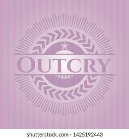 Outcry pink emblem. Vector Illustration. Detailed.