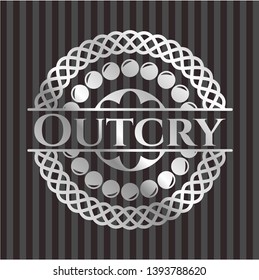 Outcry silver emblem. Vector Illustration. Mosaic.