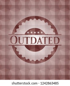 Outdated red badge with geometric background. Seamless.