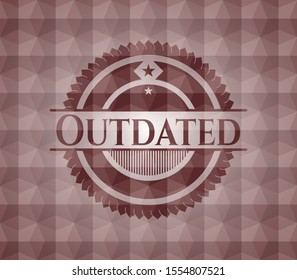 Outdated Red Seamless Badge With Geometric Pattern Background.