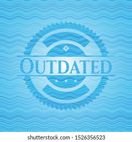 Outdated sky blue water badge. Vector Illustration. Detailed.