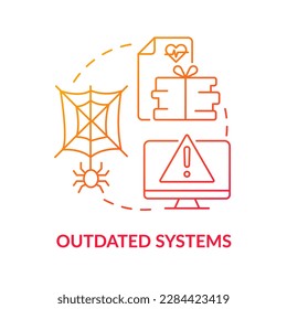 Outdated systems red gradient concept icon. Tech-related challenge in public-health system abstract idea thin line illustration. Isolated outline drawing. Myriad Pro-Bold font used