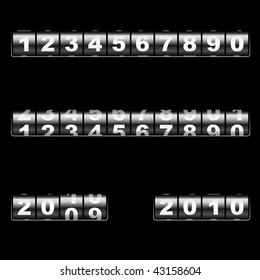 Out-dated universal automobile like mechanical counter vector template with two examples of usage â?? passing 2009 and 2010 years. Easy to edit and combine any numbers.