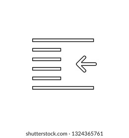 outdent, text icon. Simple thin line, outline vector of Text editor icons for UI and UX, website or mobile application