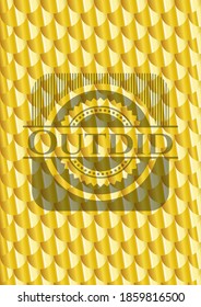 Outdid golden emblem or badge. Scales pattern. Vector Illustration. Detailed. 