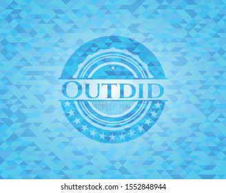 Outdid light blue emblem. Mosaic background