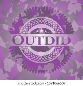 Outdid pink camouflaged emblem. Vector Illustration. Detailed.