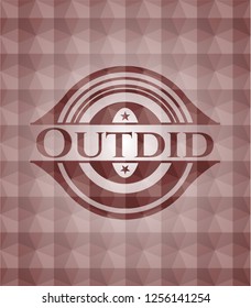 Outdid red badge with geometric pattern background. Seamless.