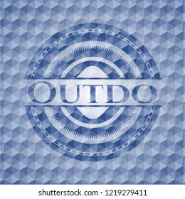 Outdo blue hexagon emblem.
