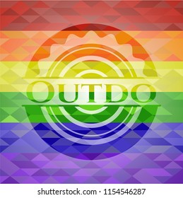 Outdo on mosaic background with the colors of the LGBT flag