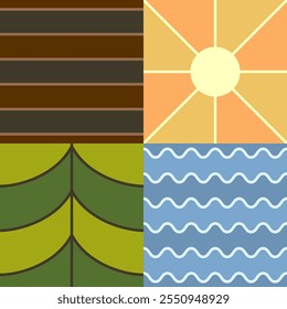 Outdoor Abstract Nature background. Sun, water, forest, soil