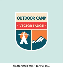 outdoor activities and adventure patch logo, flat vector. for sticker and t-shirt design.