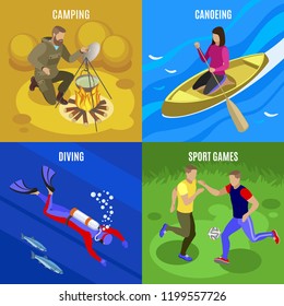 Outdoor Activities Concept Icons Set