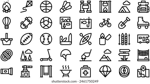 Outdoor Activities Icons collection is a vector illustration with editable stroke.