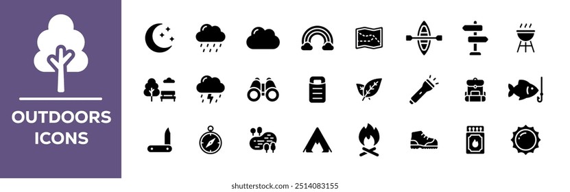 Outdoor Activities Icons collection is a vector illustration with editable stroke.