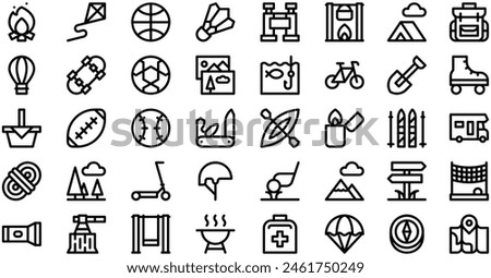 Outdoor Activities Icons collection is a vector illustration with editable stroke.