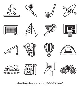 Outdoor Activities Icons. Line With Fill Design. Vector Illustration.