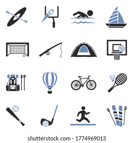 Outdoor Activities Icons. Two Tone Flat Design. Vector Illustration.