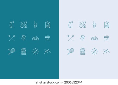  Outdoor Activities Line Icon Set
