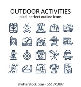 Outdoor Activities : Outline icons , pictogram and symbol collection	