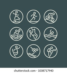 Outdoor activities and sports icons set.