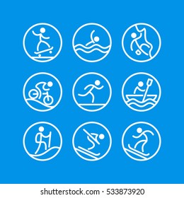 Outdoor activities and sports icons set.