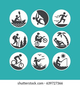 Outdoor activities. Vector icons set.