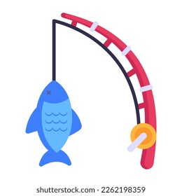 Outdoor activity, flat icon of angling